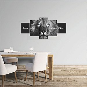 Quadro Decorativo 5 peças Mosaico Nunca foi Sorte Religioso 4