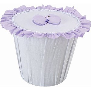 Lixeira Decorada para Quarto de Bebê Lilas com Branco 01 Peça - Coleção Sensação