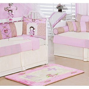 Tapete para Quarto de Bebê Angelina Rosa 01 Peça - Coleção Luxo