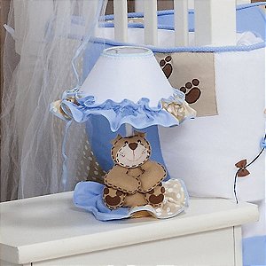 Abajur Para Quarto de Bebê Papai Urso Azul  01 Peça - Coleção Luxo