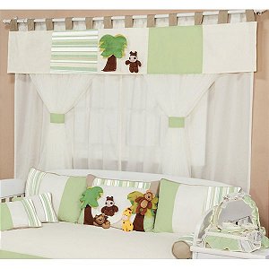 Cortina Para Quarto de Bebê Refúgio Dos Animais 7 peças - Coleção Luxo