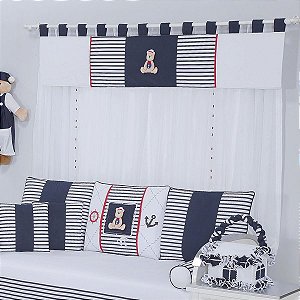 Cortina Para Quarto de Bebê Navy Marinho 07 peças - Coleção Luxo