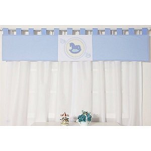 Cortina Para Quarto de Bebê Pony Azul 03 Peças - Coleção Baby