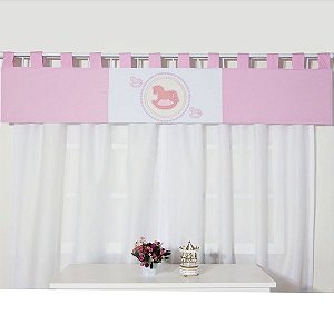 Cortina Para Quarto de Bebê Pony Rosa 03 Peças - Coleção Baby