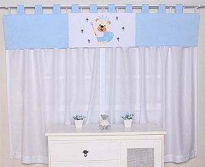 Cortina Para Quarto de Bebê Enzo Azul 03 Peças - Coleção Baby