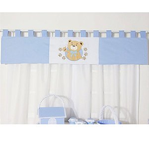 Cortina Para Quarto de Bebê Tuti Azul 03 Peças - Coleção Baby