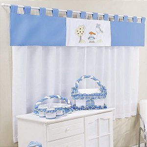 Cortina Para Quarto de Bebê Pipa Azul 03 Peças - Coleção Sensação