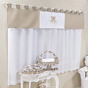 Cortina Para Quarto de Bebê Flofi Bege 03 Peças - Coleção Sensação