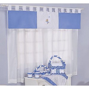 Cortina Para Quarto de Bebê Family Azul Royal 03 Peças - Coleção Encanto