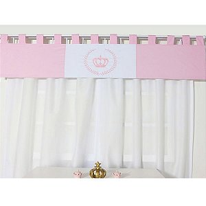 Cortina Para Quarto de Bebê Coroa Rosa 03 Peças - Coleção Diversos