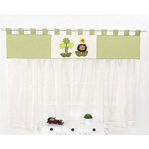 Cortina Para Quarto de Bebê Simba Verde 03 Peças - Coleção Slim