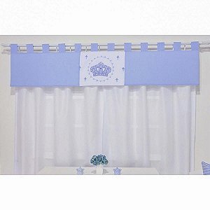 Cortina Para Quarto de Bebê Nobreza Azul 03 Peças - Coleção Slim