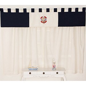 Cortina Para Quarto de Bebê Titanic Marinho 03 Peças - Coleção Slim