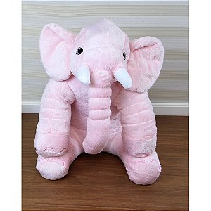 Almofada Travesseiro Elefante News Bebê Dormir Pelúcia Rosa 64cm