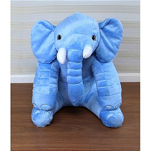 Almofada Travesseiro Elefante News Bebê Dormir Pelúcia Azul 64cm