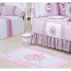 Tapete para Quarto de Bebê Bailarina Rosa 01 Peça - Coleção Conforto