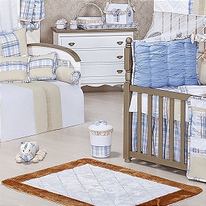 Tapete para Quarto de Bebê King Blue Azul com Bege 01 Peça - Coleção Conforto