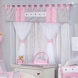 Cortina Para Quarto de Bebê Imperiale Rosa 07 peças - Coleção Conforto