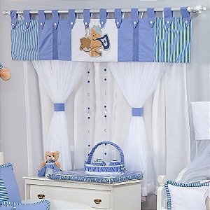 Cortina Para Quarto de Bebê Prince Azul 7 peças - Coleção Conforto