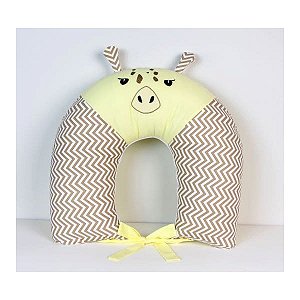 Almofada de Amamentação Para Bebê Savana Girafa Amarela Bordada 01 Peça
