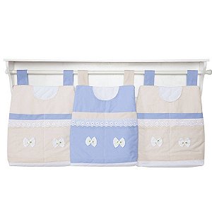 Porta Fraldas de Varão para Quarto de Bebê Esplendor Azul 03 Peças - Coleção Conforto