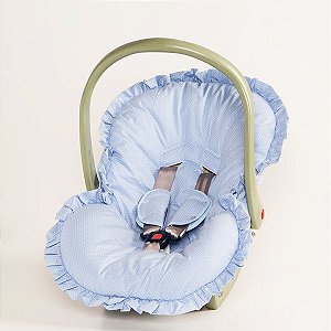 Capa para Bebê Conforto Poá Azul + Protetor de Cinto 02 Peças - Enxovais  para Bebê