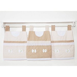 Porta Fraldas de Varão para Quarto de Bebê Esplendor Bege 03 Peças - Coleção Conforto