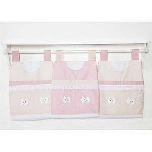 Porta Fraldas de Varão para Quarto de Bebê Esplendor Rosa 03 Peças - Coleção Conforto