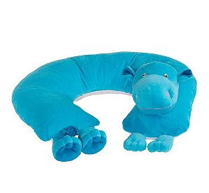 Almofada de Amamentação Para Bebê Bichos Savana Hipopótamo Azul