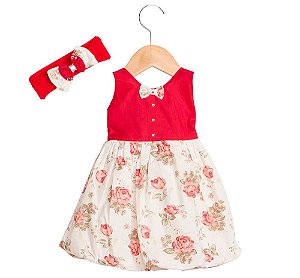 Vestido Para Bebê Carla Vermelho 02 Peças