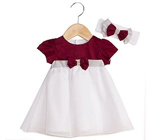 Vestido para Bebê Melissa Marsala 02 Peças