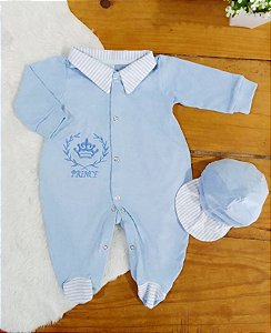 Macacão Longo para Bebê Kauan Azul 02 peças