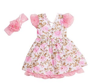 Vestido Infantil Rosas 02 Peças