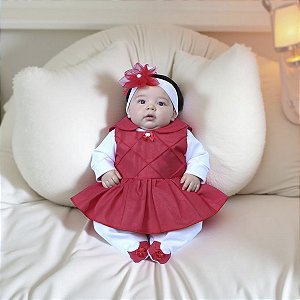 Macacão Longo para Bebê Bela Vermelho 03 peças