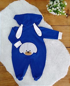 Macacão Longo de Malha para Bebê Zoo Cachorrinho Azul Bic 01 peça