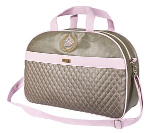 Bolsa Maternidade Cinza com Rosa G 01 Peça - Coleção Puppi