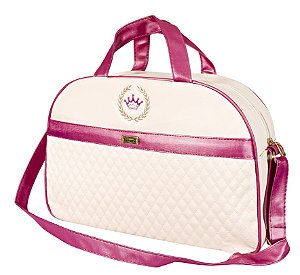 Bolsa Maternidade Palha com Pink G 01 Peça- Coleção Puppi