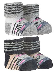 Kit 02 Pares Meias Pantufa ZEBRA para Bebê Recém Nascido