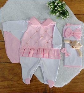 Saida Maternidade para Bebê Bia Rosa 04 Peças