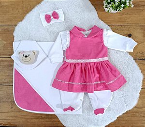 Saída de Maternidade Para Bebe Menina Alice Vermelho 04 peças Rose Roupas para  Bebê Verde