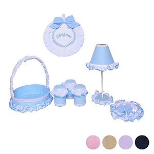 Kit Acessórios Quarto De Bebê Realeza  Com Branco 07 peças