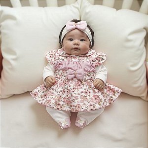 Macacão Longo para Bebê Charlote Rosê 03 Peças