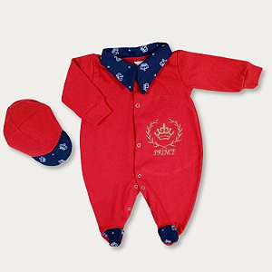 Macacão Longo Davi Vermelho 02 Peças Tam RN ao G