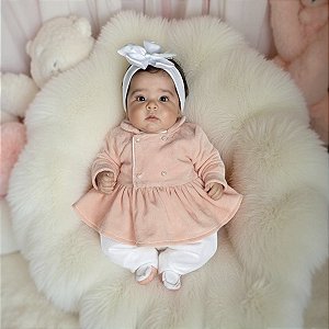 Macacão Longo de Plush para Bebê Elóa Rosê 03 peças
