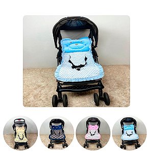 Capa para Carrinho de Bebê com Travesseiro Anatômico 02 Peças