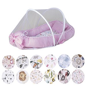 Ninho Redutor para Bebê Pompom com Mosquiteiro 03 peças