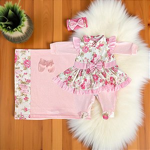 Saída Maternidade Para Bebê Catarina Rosa 05 Peças