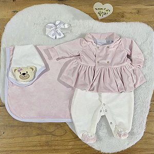 Saida Maternidade para Bebê Eloá Rosa 05 peças