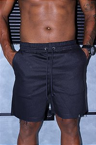 Bermuda Preta Sarja Desfiada Basic