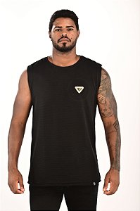 Regata Machão Preta Tricot Pingente